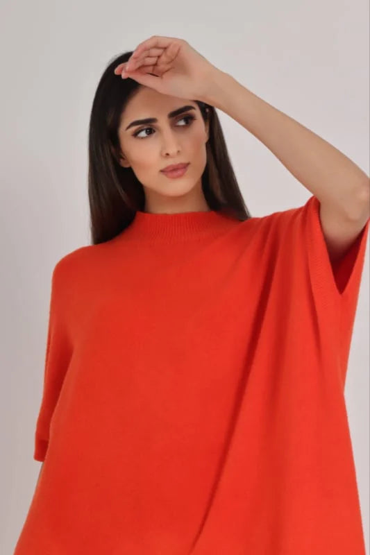 Ultra-Soft Orange Cashmere Knit Dress