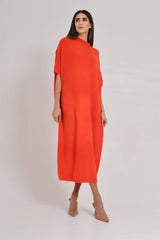Ultra-Soft Orange Cashmere Knit Dress