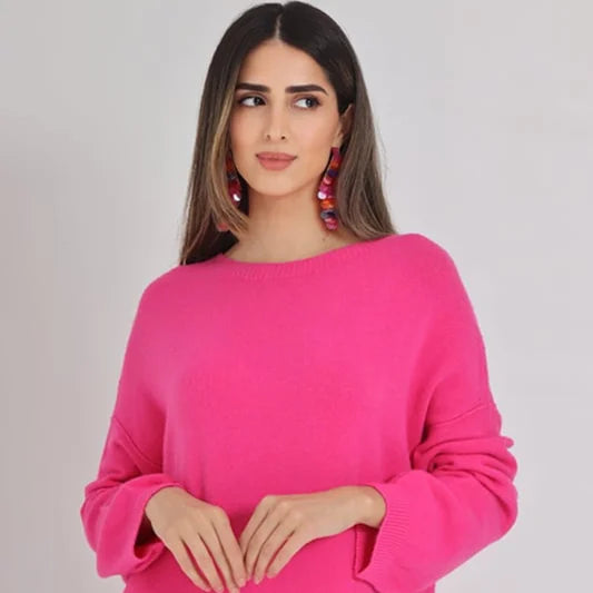 فستان كشمير ناعم بلون وردي