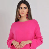 فستان كشمير ناعم بلون وردي