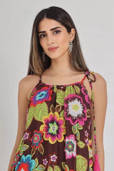 Floral Brown Chiffon Dress