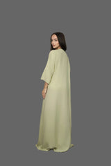 ثوب نسائي  قطن أخضر سادة مع طبقة مشجرة ناعمة