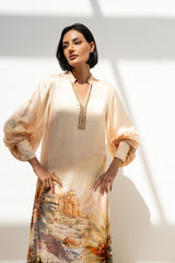 ثوب أصول بقصة مستقيمة وأكمام منتفخة